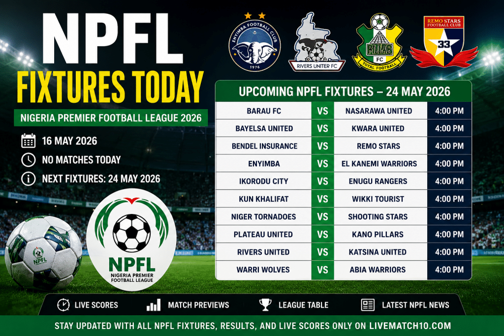 NPFL Fixtures Today Nigeria Premier Football League Match Schedule 2026
