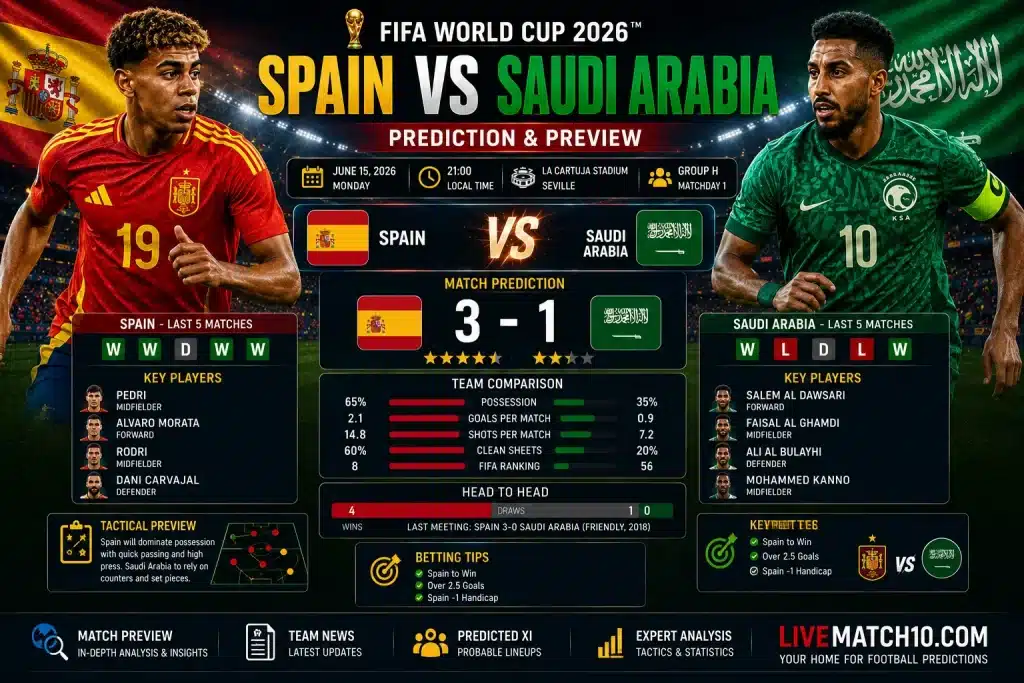 Spain vs Saudi Arabia Prediction FIFA World Cup 2026 Group H