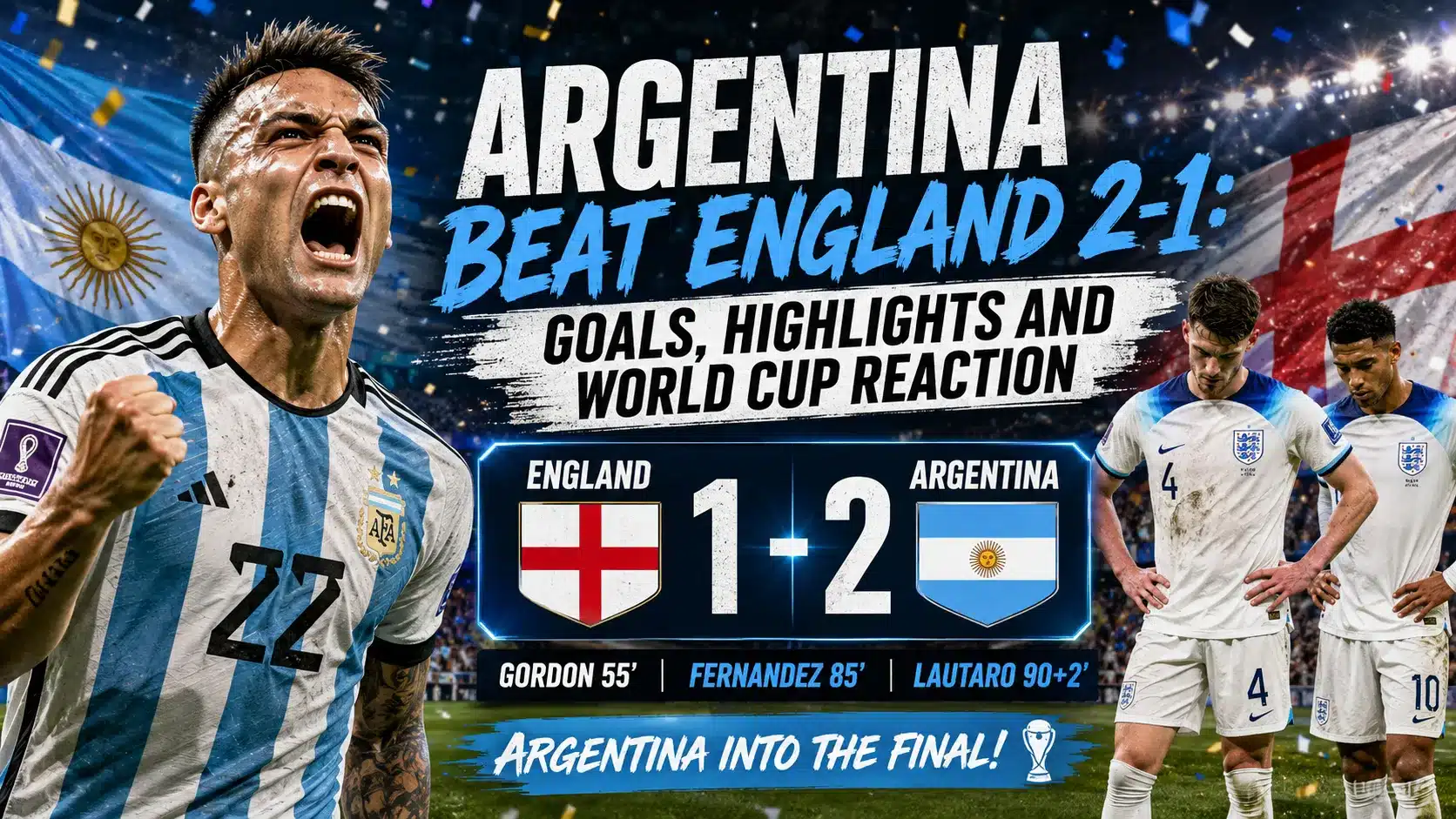 Argentina beat England 2-1 in the FIFA World Cup 2026 semifinal